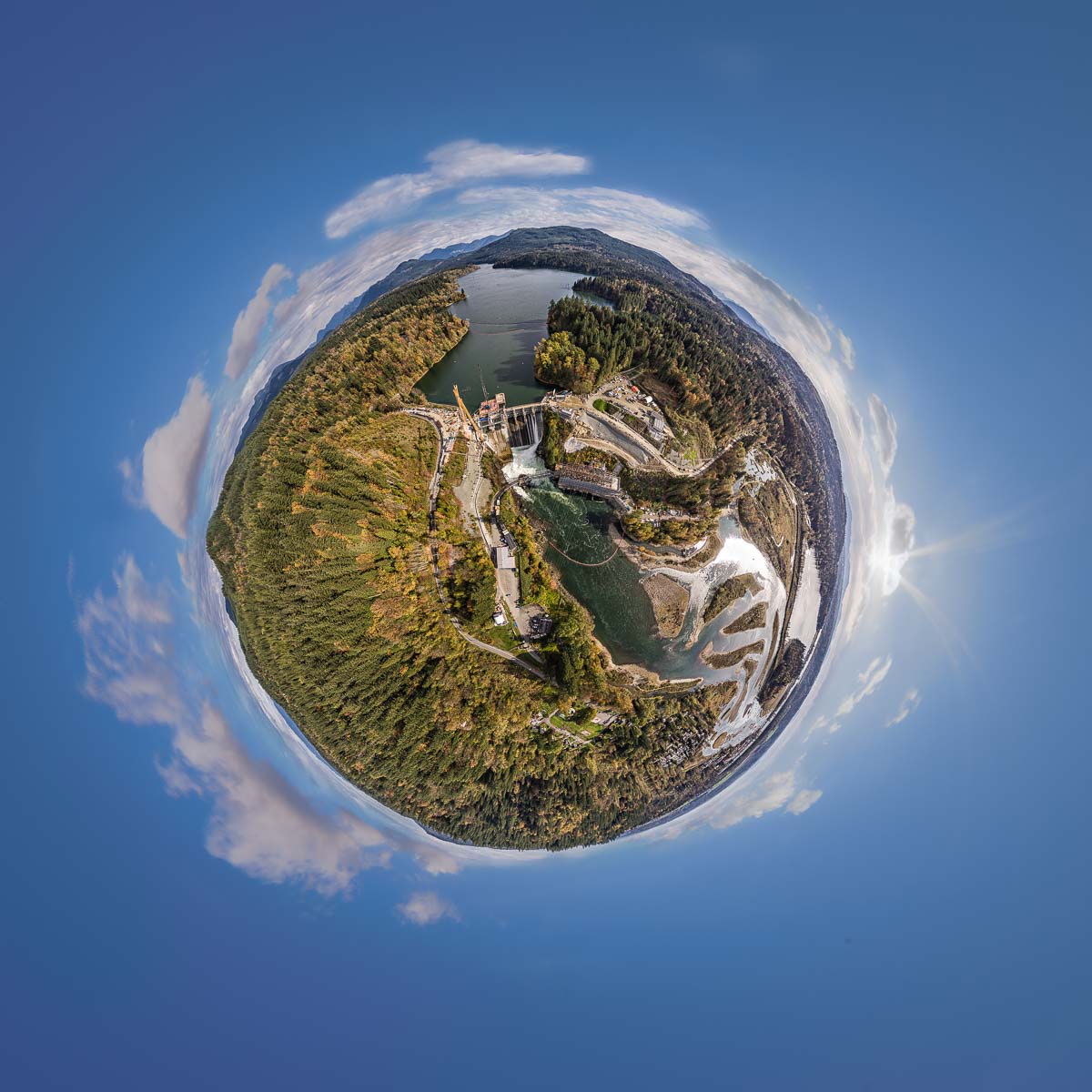 Staudamm Kanada Little Planet – 360° Foto